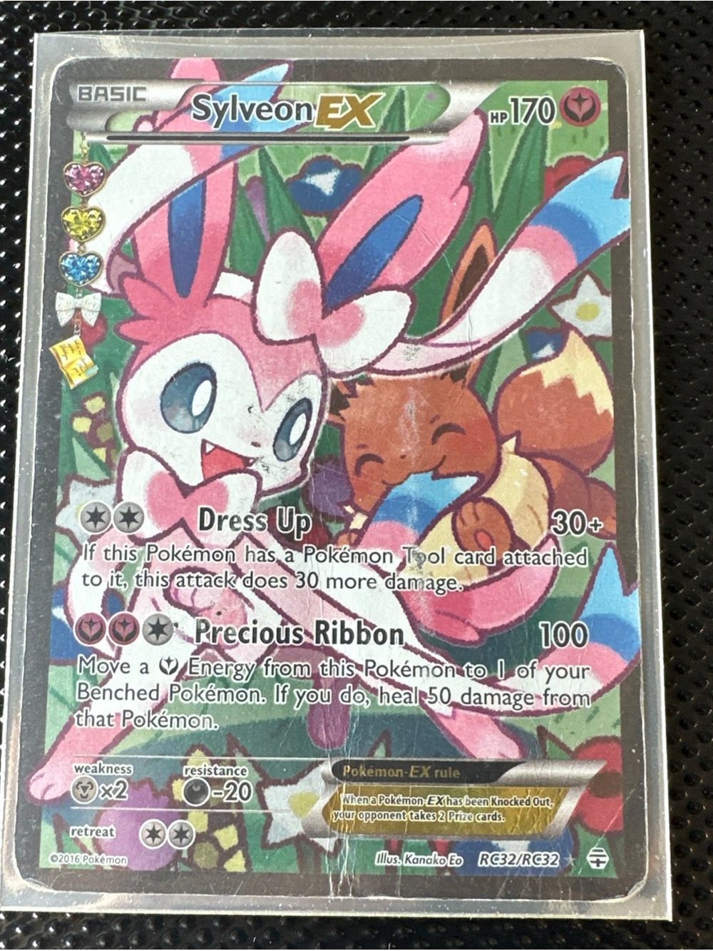 Pokemon Sylveon EX Pink Blue Green Full Art Card HP/DMG - Picture 2 of 12